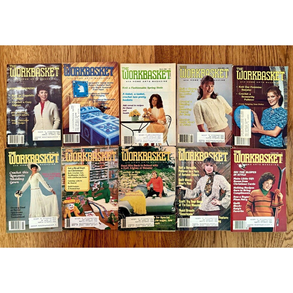 The Workbasket Magazine 1980 Lot of 10 Jan-May, Jul-Oct, Dec Crochet Knitting